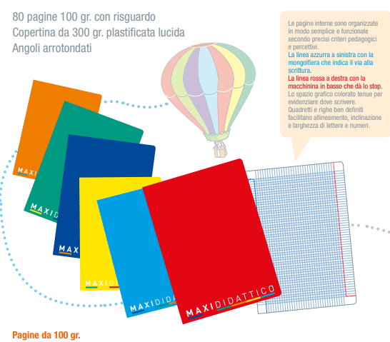 MAXIDIDATTICO QUADERNO MAXI A4 DIDATTICO PER DISGRAFIA RIG. A